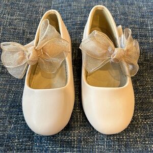 THEE BRON Toddler Girls Shoes Ballet Flats Princess Bow Ribbon Blush Pink